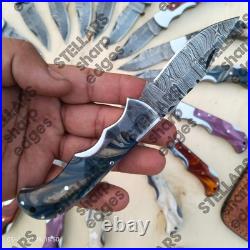 Lot of 20 custom handmade Damascus steel folding pocket knives