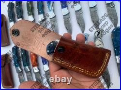 Lot of 20 custom handmade Damascus steel folding pocket knives