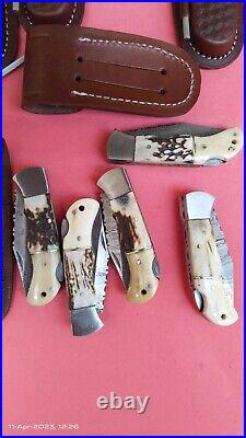 Lot of 20 pcs! Custom Handmade Damascus Steel Pocket Knife Folding Blade Hunting