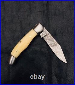 Lot of 30 Custome Handmade Damascus Steel folding knife with bone & horn handle