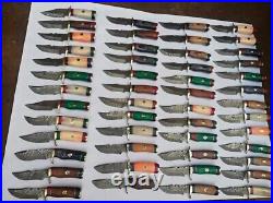 Lot of 30 HANDMADE DAMASCUS STEEL 8 INCHES SKINNER HUNTING KNIVES with sheath