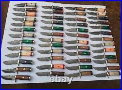 Lot of 30 HANDMADE DAMASCUS STEEL 8 INCHES SKINNER HUNTING KNIVES with sheath