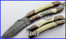 Lot of 5 Pcs 9 Damascus Steel Folding Knife Pocket Knife Custom-made