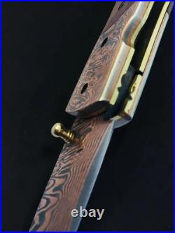 Luxury Copper Damascus Folding Knife-Handmade Cu Mai Pocket Knife, Razor Sharp