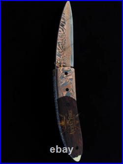 Luxury Copper Damascus Folding Knife-Handmade Cu Mai Pocket Knife, Razor Sharp