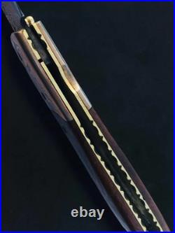 Luxury Copper Damascus Folding Knife-Handmade Cu Mai Pocket Knife, Razor Sharp