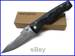 MCUSTA Black Micarta TACTILITY Straight DAMASCUS Folding Knife MCU121D New