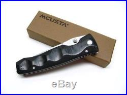 MCUSTA Black Micarta TACTILITY Straight DAMASCUS Folding Knife MCU121D New