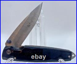 MCUSTA Seki Japan DAMASCUS Blade BLACK Wood Linerlock Folding Pocket Knife