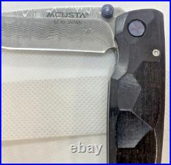 MCUSTA Seki Japan DAMASCUS Blade BLACK Wood Linerlock Folding Pocket Knife