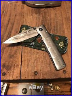 MCUSTA Seki Japan Folding Pocket Knife, Plain Edge Blade, Damascus With Case