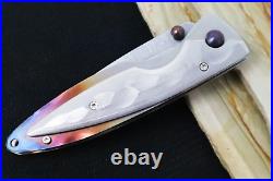 MCUSTA Shinra Kasumi Japanese Folding Knife Damascus Blade / Drop Point / Dama