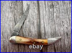 MINT Case XX USA 2008 Stag 510096 DAM Tiny Toothpick Knife Raindrop Damascus