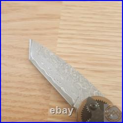 Mantis Gearhead Folding Knife 3 Damascus Steel Tanto Blade Carbon Fiber Handle
