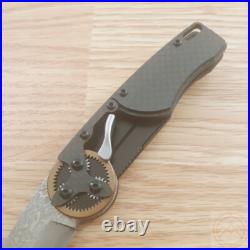 Mantis Gearhead Folding Knife 3 Damascus Steel Tanto Blade Carbon Fiber Handle