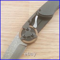 Mantis Gearhead Folding Knife 3 Damascus Steel Tanto Blade Carbon Fiber Handle