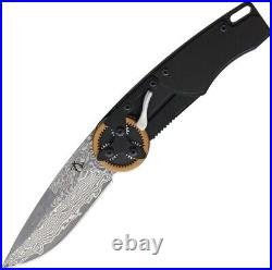 Mantis Gearhead Linerlock Folding Knife 3 Damascus Steel Blade Aluminum Handle