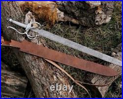 Marvelous Handmade Damascus Steel Medieval / Rapier Sword With Leather Sheath