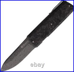 Maserin Folding Knife 2.63 DSC Inox Damascus Steel Blade Fat Carbon Fiber Handle