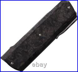 Maserin Folding Knife 2.63 DSC Inox Damascus Steel Blade Fat Carbon Fiber Handle