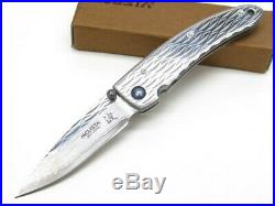 Mcusta 111D Stainless Handle Small Nami Straight VG-10 Damascus Folding Knife