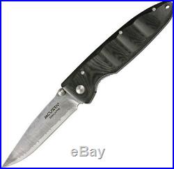 Mcusta Basic Folding Knife VG-10 Core Damascus Steel Blade Black Micarta Handle
