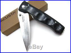 Mcusta Black Micarta Tactility Straight Damascus Folding Knife MCU121D