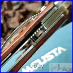 Mcusta Jazz Linerlock Folding Knife 3.125 Damascus Steel Blade Wood Handle