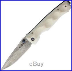 Mcusta Linerlock Folding Knife 3.5 Damascus Steel Blade Corian Handle U126D