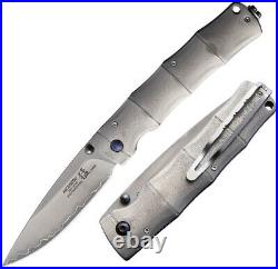 Mcusta Linerlock Folding Knife 3.63 SPG2 Steel Blade Damascus Stainless Handle