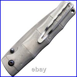 Mcusta Linerlock Folding Knife 3.63 SPG2 Steel Blade Damascus Stainless Handle