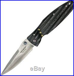 Mcusta MCU181D Nobunaga Damascus Linerlock 3.5 Folding Pocket Knife + Sheath
