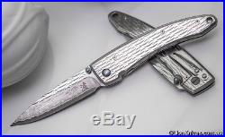 Mcusta Nami Large Damascus Folding Knife Wave Pattern Steel Handle
