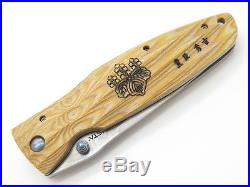 Mcusta Seki Japan Hideyoshi Mc-182d Wood & Vg-10 Damascus Folding Hunter Knife