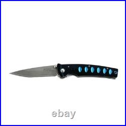 Mcusta VG-10 Damascus Folding Knife Seki Japan Aluminum Handle Blue Accents