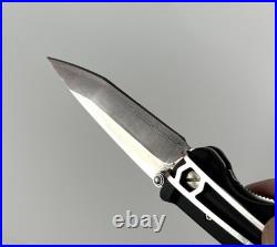 Mcusta VG-10 Damascus Folding Knife Seki Japan Aluminum Handle Blue Accents