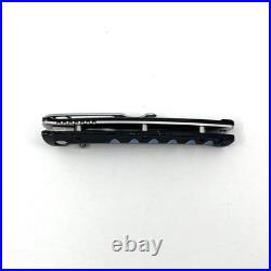 Mcusta VG-10 Damascus Folding Knife Seki Japan Aluminum Handle Blue Accents