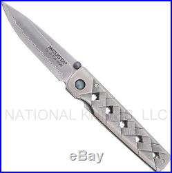Mcusta Yoroi MC-37C Folding Knife, 2.75 Plain Edge Blade, Damascus Handle