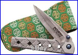 Mcusta Yoroi MC-37C Folding Knife, 2.75 Plain Edge Blade, Damascus Handle