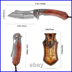 Men's pocket knife Damascus Steel Handmade Folding Knife, 3.5 in blade rosewoo