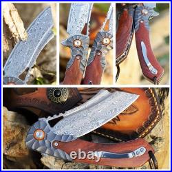 Men's pocket knife Damascus Steel Handmade Folding Knife, 3.5 in blade rosewoo