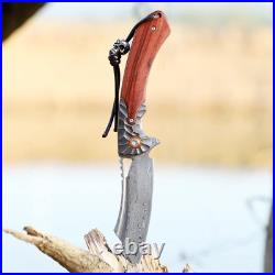Men's pocket knife Damascus Steel Handmade Folding Knife, 3.5 in blade rosewoo
