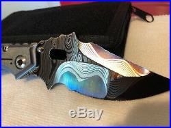 Mick Strider Custom Cobalt San Mai Damascus XL folding knife