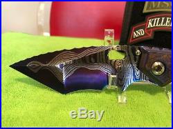 Mick Strider Custom XL San Mai Damascus Tanto textured grips folding knife