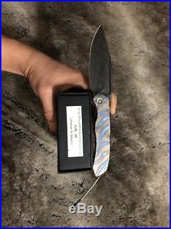 Microtech Marfione Custom Anax Blued Polished Damascus Folding Knife Serial #10