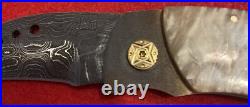 Mike Tamboli Custom Small Damascus Folding Knife Musk Ox, Lock Back