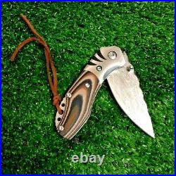 Mini Drop Point Knife Folding Pocket Hunting Tactical Survival Damascus Steel 2
