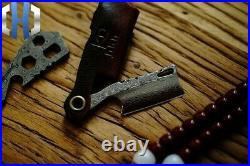 Mini Wharncliffe Folding Knife Pocket Hunting Survival Damascus Steel keychain S
