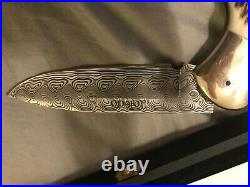 Muela Hand Made Damascus Antler folding knife made in spain