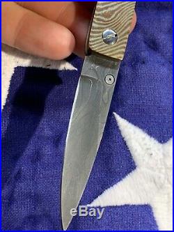 N. L. Smith Custom Damascus liner lock folding pocket knife US Made 6 1/2